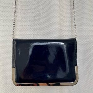 THEORY Convertible Shoulder Clutch Navy Patent Leather